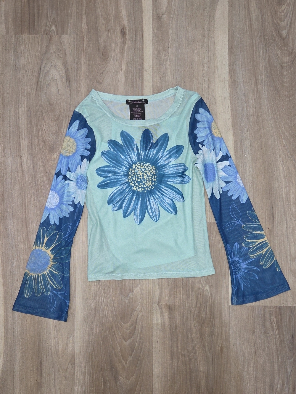 •Extraordinary• Little Girls Sheer Flare Long Sleeve Floral Blouse W/ Tank Top